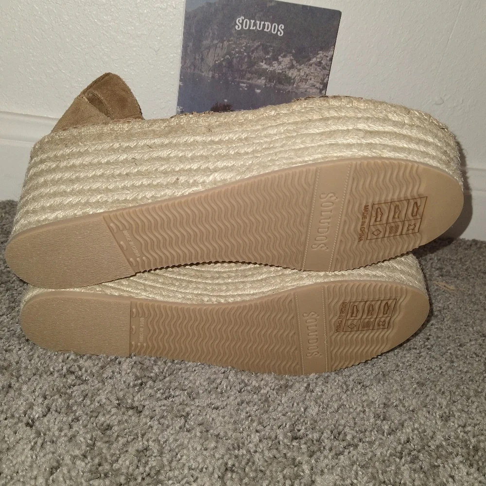 Soludos Brown Suede Espadrille Platform Sandals